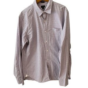 J.Crew‎ Men’s Slim Fit Button-Down Shirt Large – Pink Blue White Plaid Cotton